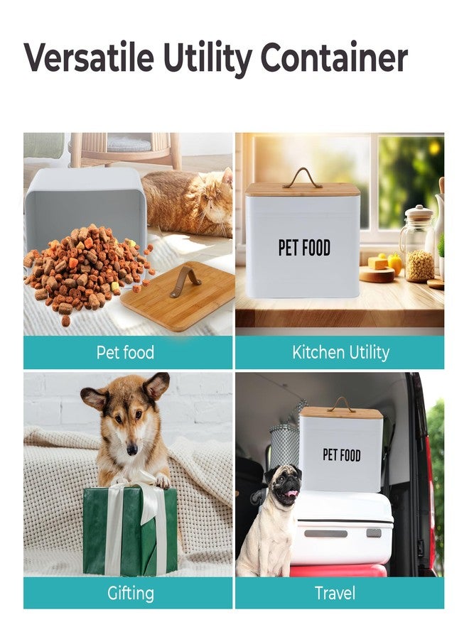 The Better Home صندوق تخزين طعام الكلاب من ذا بيتر هوم | معدن مجلفن | تخزين طعام الكلاب والقطط | لأصحاب الحيوانات الأليفة | غطاء من الخيزران | 10 لتر | أبيض - عبوة واحدة - Image 4